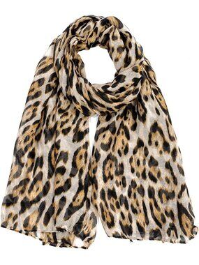Women's Leapord Flower Cover Hijab Cotton Voile Wrap for Spring Fall Scarf Shawl